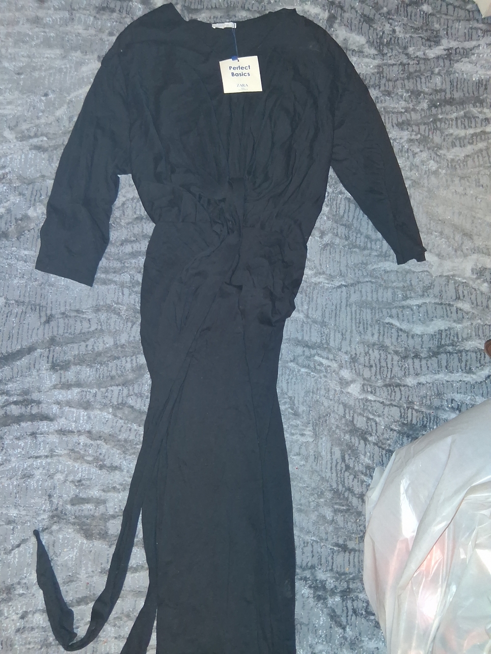Black Long Sleeve Wrap Dress